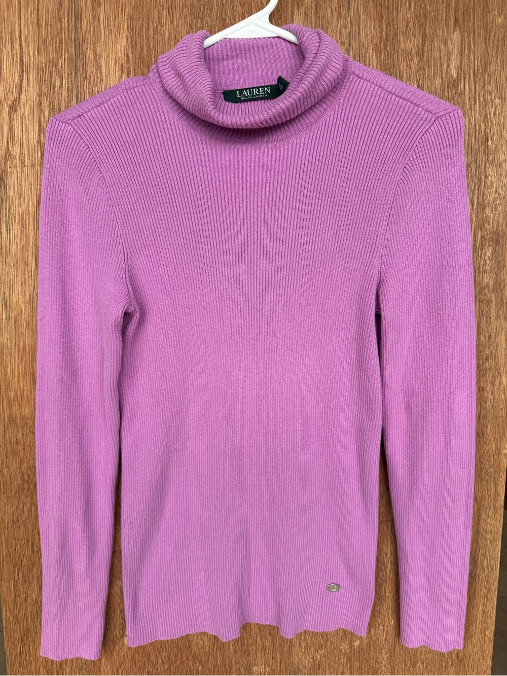Lauren Ralph Lauren Women’s Medium Purple Turtleneck Sweater Cotton Modal Ribbed